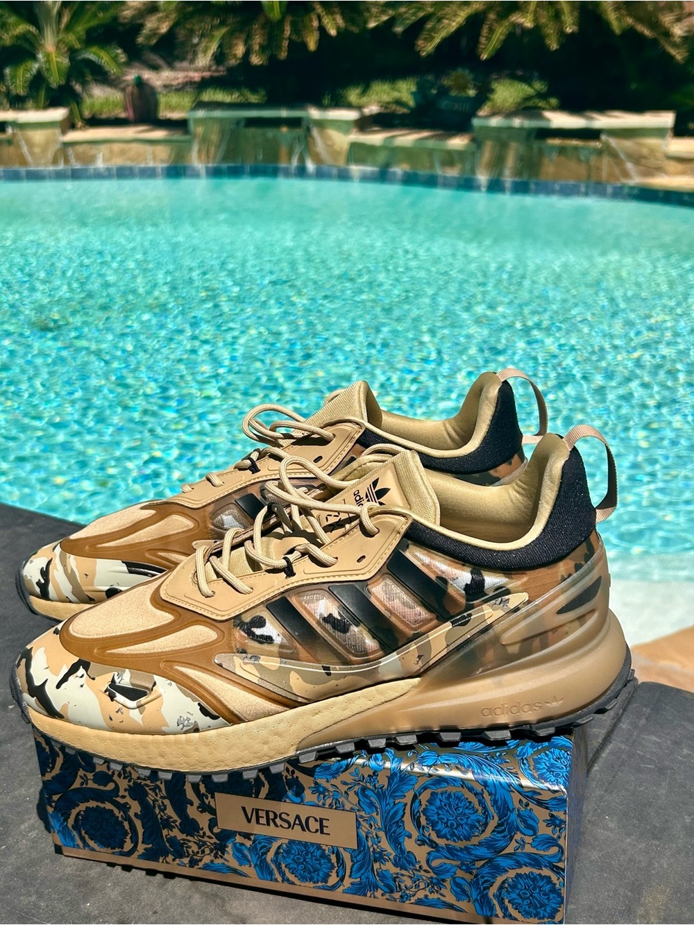 Adidas Camouflage Tan and Black ZX 2K Boost Sneakers